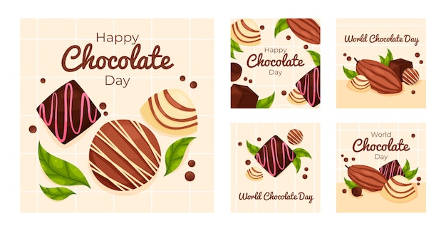 Flat world chocolate day instagram posts collection