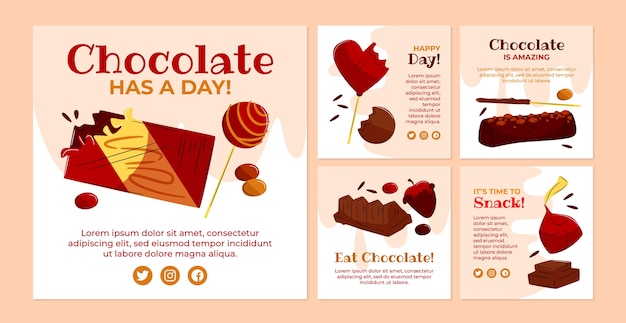 Flat world chocolate day instagram posts collection