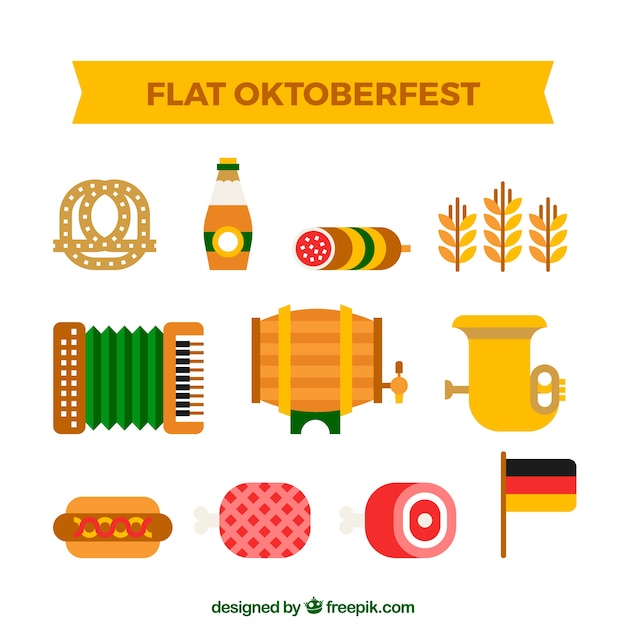 Gratis vector flatpack van oktoberfest elementen