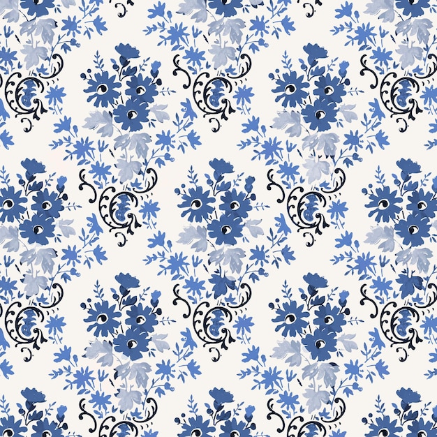 Gratis vector floral blauwe vintage stijl achtergrond