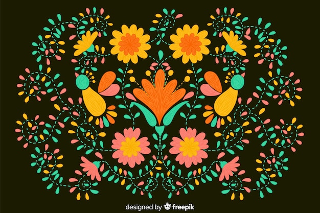 Gratis vector floral borduurwerk achtergrond