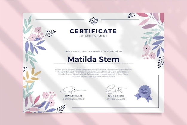 Floral certificaatsjabloon concept