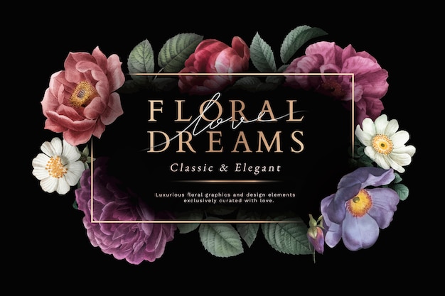 Gratis vector floral dromen kaart
