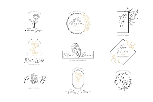 Gratis vector floral elegante logo's set