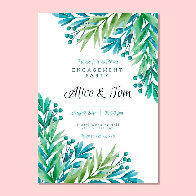 Gratis vector floral engagement uitnodiging sjabloon