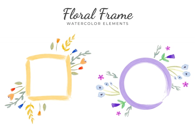 Floral Frame aquarel elementen