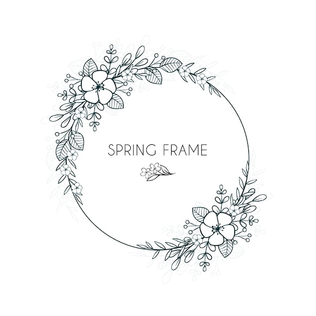 Gratis vector floral frame voor lente hand getrokken