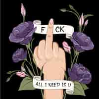 Gratis vector floral fuck you-symbool