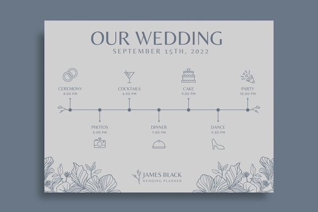 Gratis vector floral james black wedding planner tijdlijn