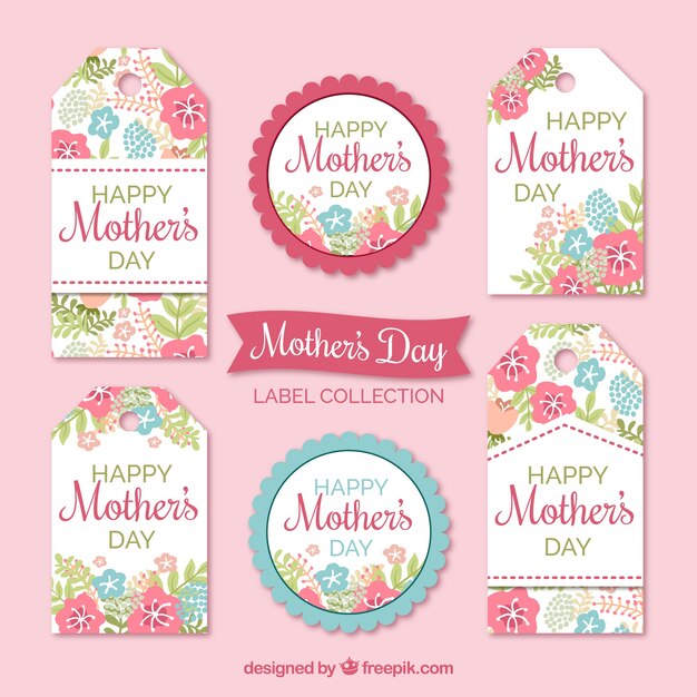 Floral labels in pastel kleuren voor moederdag