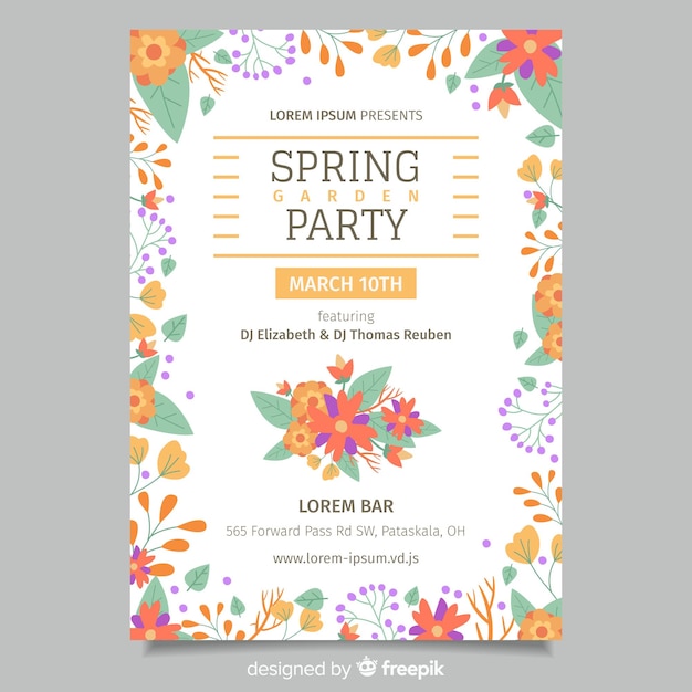 Gratis vector floral lente partij poster