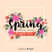 Gratis vector floral lente verkoop achtergrond