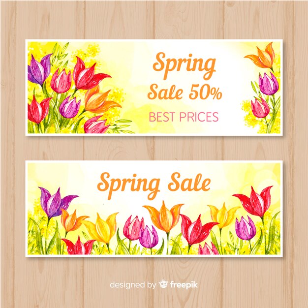 Floral lente verkoop banner