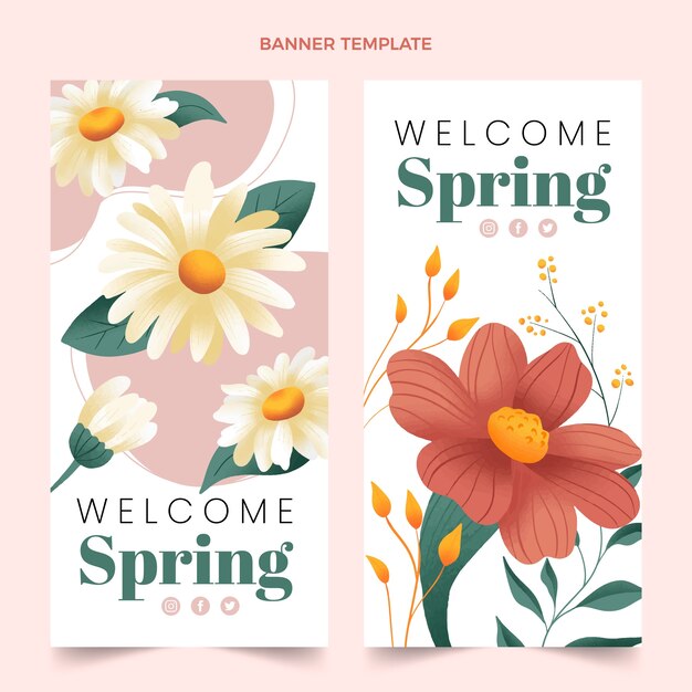 Floral lente verticale banners set