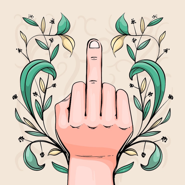 Gratis Vector floral middelvinger fuck you symbool
