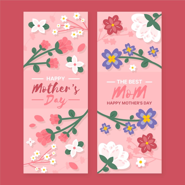 Floral moederdag banners instellen