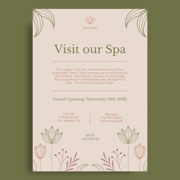 Floral relax spa uitnodiging