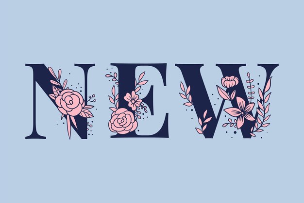 Floral tekst vector Nieuwe vrouwelijke typografie lettertype