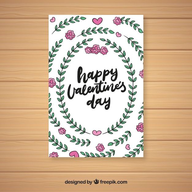 Gratis vector floral valentijnsdag kaartsjabloon