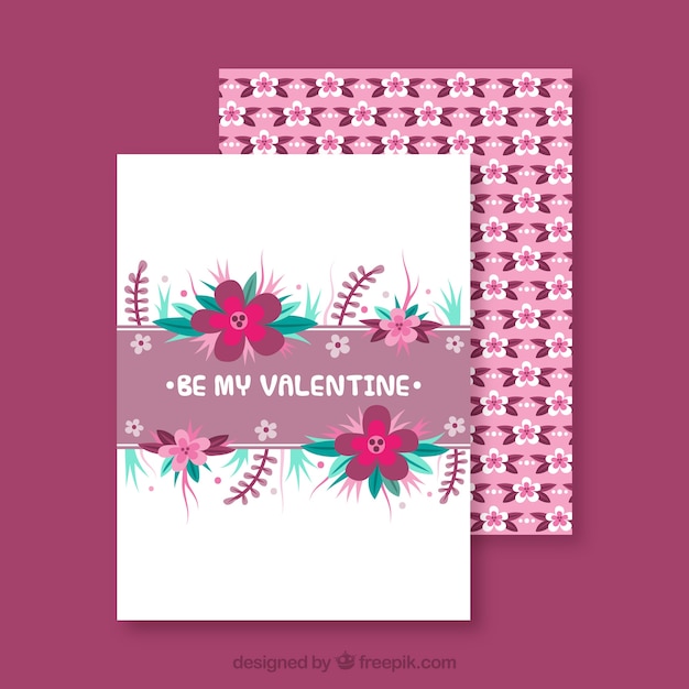 Gratis vector floral valentijnsdag kaartsjabloon