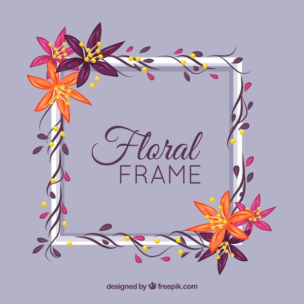 Floral vierkant frame in vlakke stijl