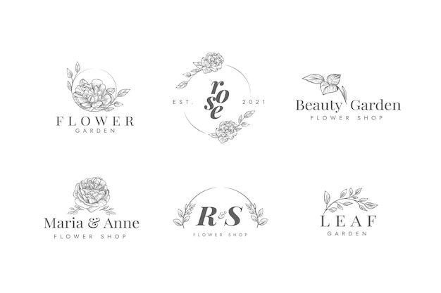 Gratis vector floral winkel logo collectie