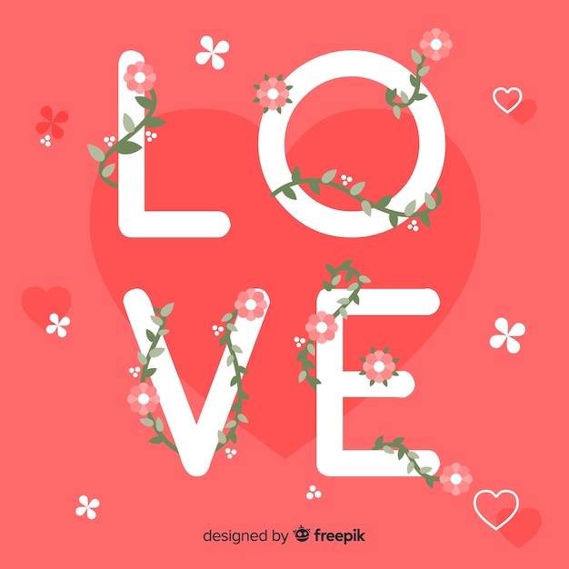 Gratis vector floral woord valentijnsdag achtergrond