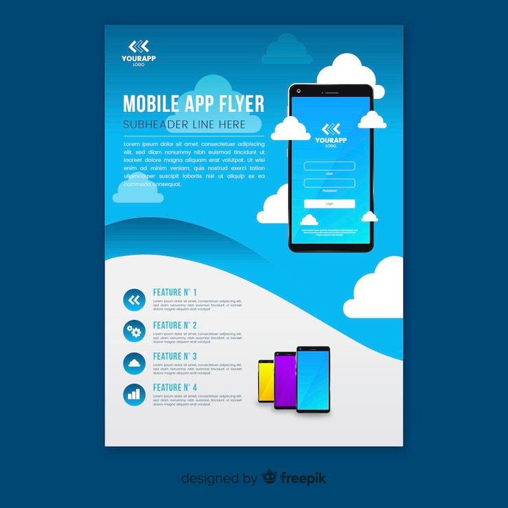 Gratis Vector flyer mobiele telefoonapp