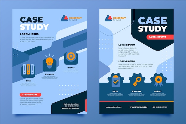 Flyer-sjabloon voor casestudy's met plat ontwerp