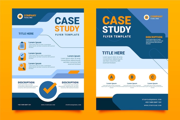 Flyer-sjabloon voor casestudy's met plat ontwerp