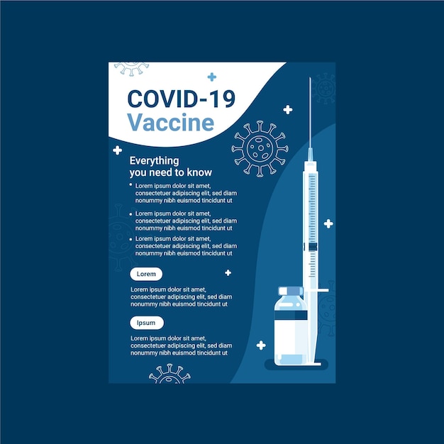 Gratis vector flyer voor biologische platte coronavirusvaccinatie