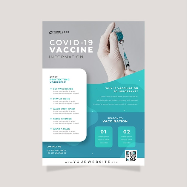 Flyer voor het verloop van het coronavirusvaccin Gratis Vector