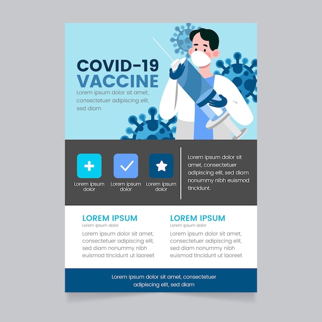 Gratis vector flyer voor vaccinatie tegen het coronavirus