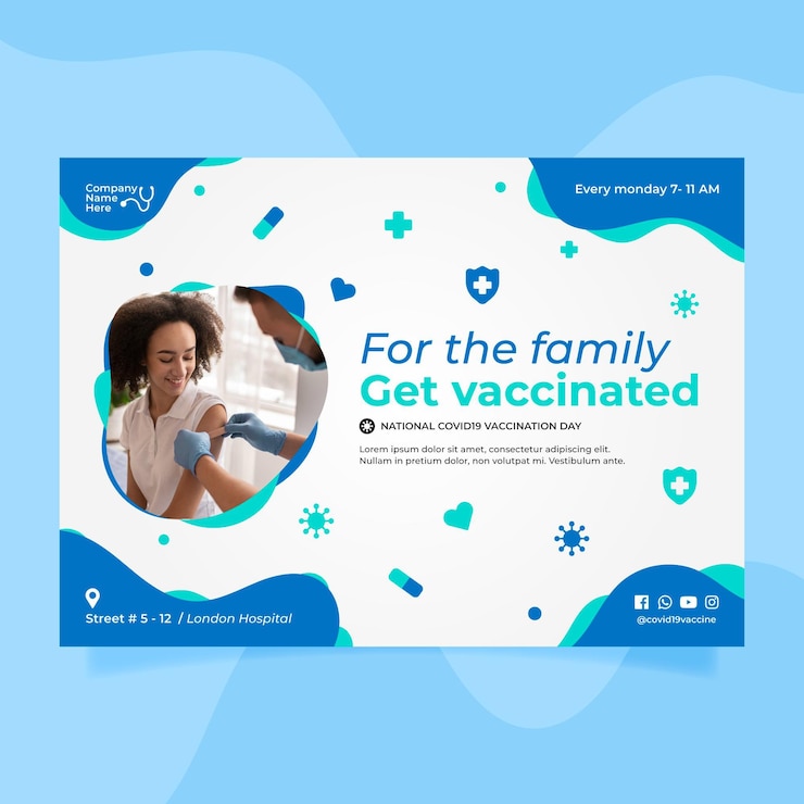 Gratis Vector flyer voor vaccinatie tegen het coronavirus