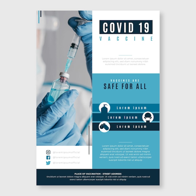 Gratis vector flyer voor vaccinatie tegen het coronavirus