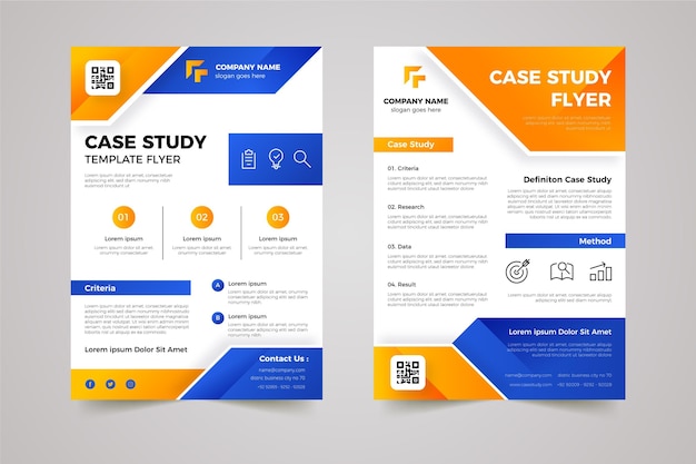 Gratis vector flyers met casestudy's met verloop