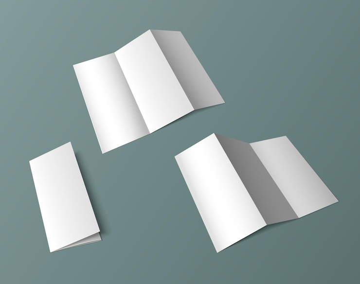 Gratis Vector fold leaflet mockup blank drievoudig papieren sjabloon
