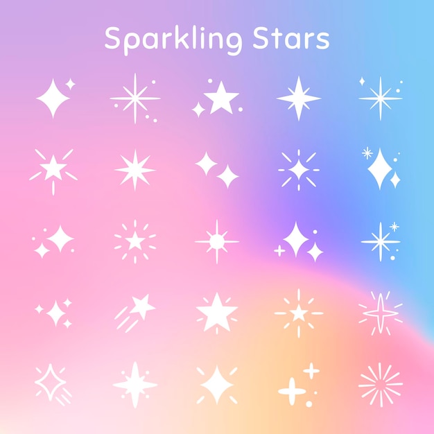 Fonkelende sterren vector icon set in vlakke stijl