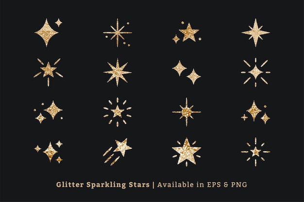 Fonkelende sterren vector icon set met glitter textuur