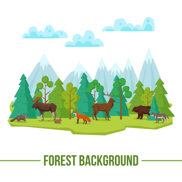 Gratis vector forest animals achtergrond