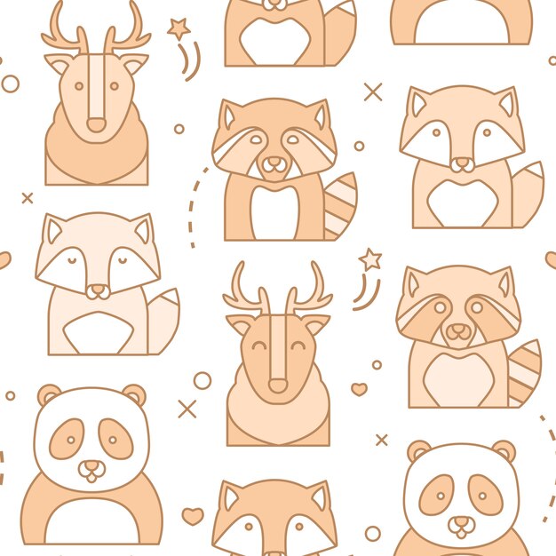 Forest Animals Portrait with Flat Design