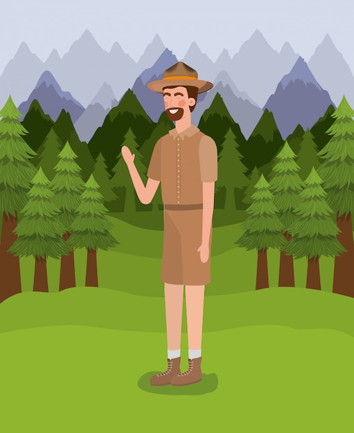 Forest ranger man cartoon