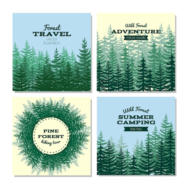 Gratis vector forest reiskaarten set