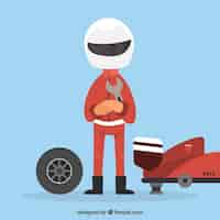 Gratis vector formule 1 pitstop-medewerker