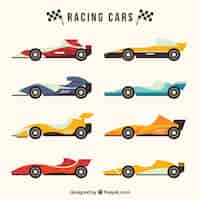 Gratis vector formule 1 raceauto-collectie met plat ontwerp