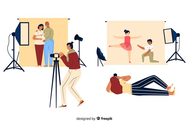 Fotografen die in de studio werken