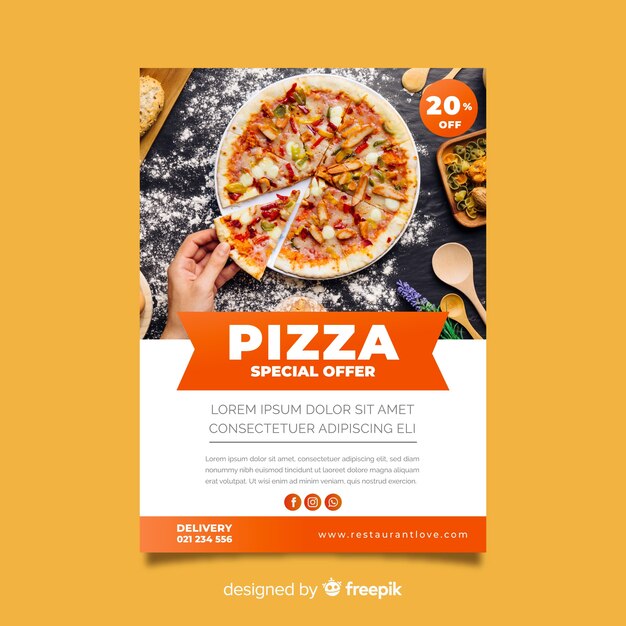 Fotografische pizza poster sjabloon