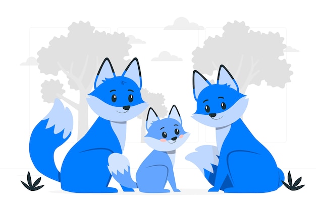 Gratis vector fox familie concept illustratie