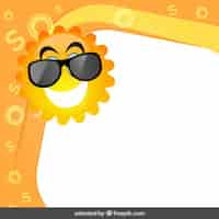 Gratis vector frame met grappige zon