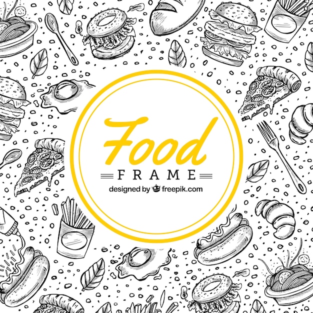 Gratis vector frame met heerlijk eten